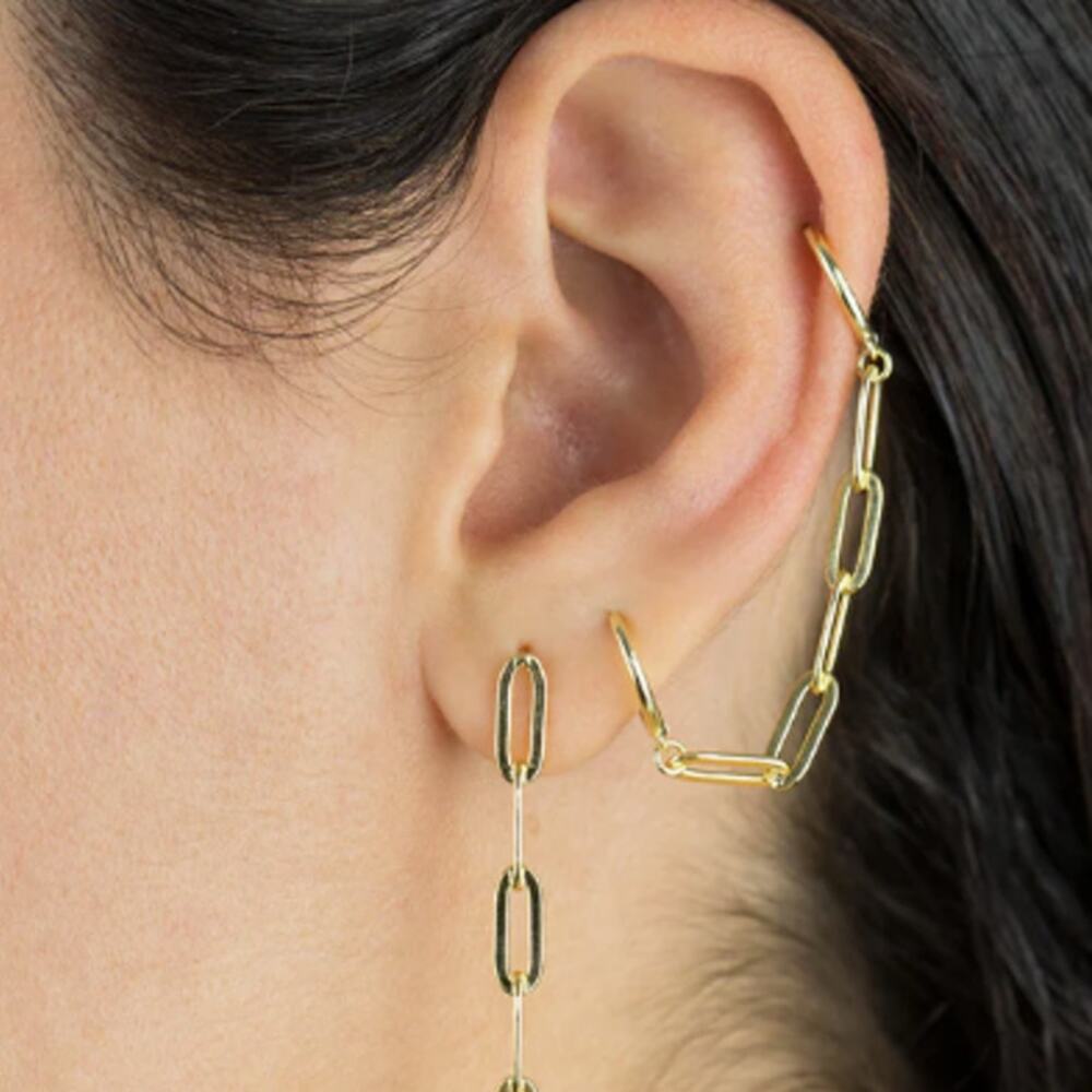 Women's Adina's Jewels Chain Oval Link Double Huggie Earring